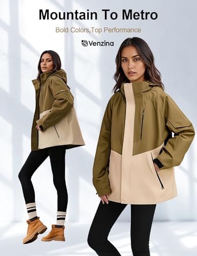 Venzina® Women's Fashion Water-Repellent Jacket, Lightweight Breathable Windbreaker with Reflective Design for Outdoor Hiking and Daily Commute, Purple-M