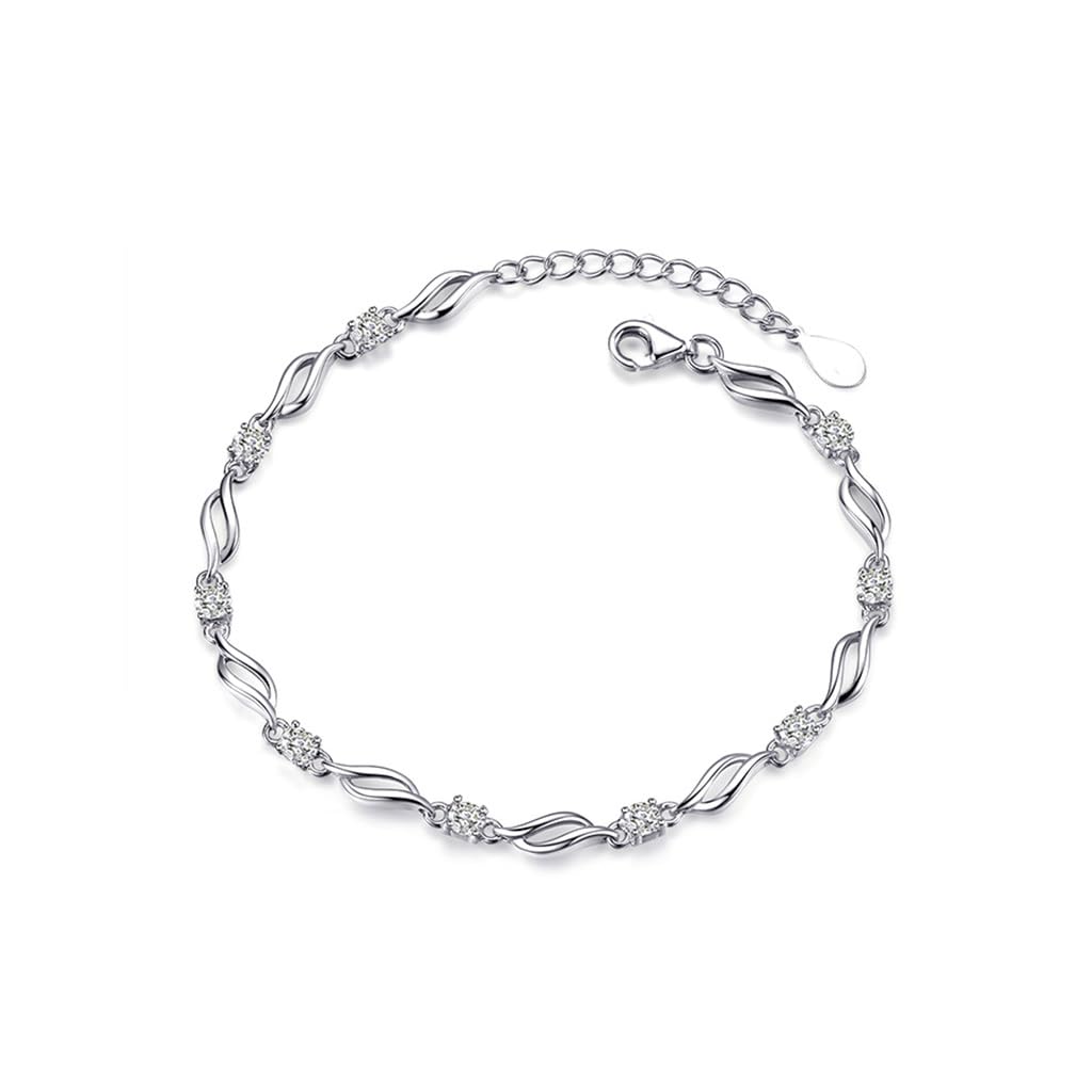 Zibuyu Crystal Bracelet for Women featuring Crystal Inlay and 16+4cm Adjustable Chain | Anti-Tarnish Design