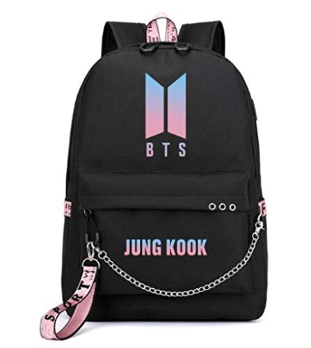 FANCYKU BTS Backpack for School and College featuring Shoulder Laptop Design | Black Bag for Boys and Girls