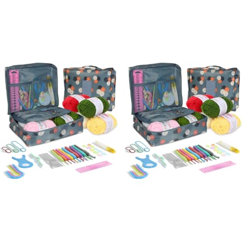 HASTHIP® Crochet Needle Kit 214PCS Knitting with Carry Bag DIY Tools Accessories Comprehensive for Beginners Professionals