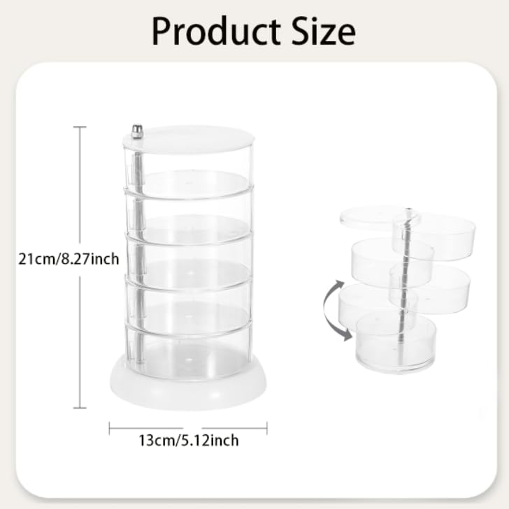 Zibuyu Jewelry Storage Box with 360° Rotating Multi Layer Design for Women | Transparent PP Organizer