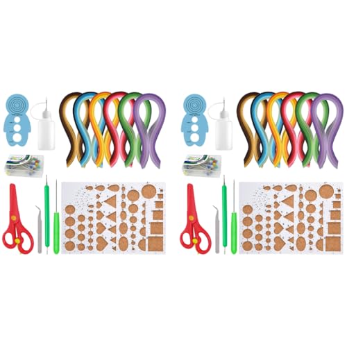 HASTHIP® Paper Quilling Kit 30 Colors Strips Tool Set Template Board Curling Scissors Accessories for DIY Craft Multicolor 2PCS