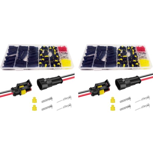 ZIBUYU® 20 Set 2 Pin Car Electrical Wire Connectors Waterproof Automotive Quick Connect 2 Way 16-22 AWG Male Female Plug for Truck Boat Motorcycle 2PCS