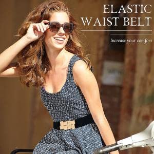 Zibuyu Waist Belt for Women Dresses featuring Interlocking Buckle with 2.3 in Width | Elastic Black Belt for Classy Outfits