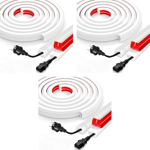 Serplex® Floor Cable Hider PVC Wire Cord Cover Self Adhesive Wall Holder Cuttable Flexible Guider 6.6ft White 3PCS