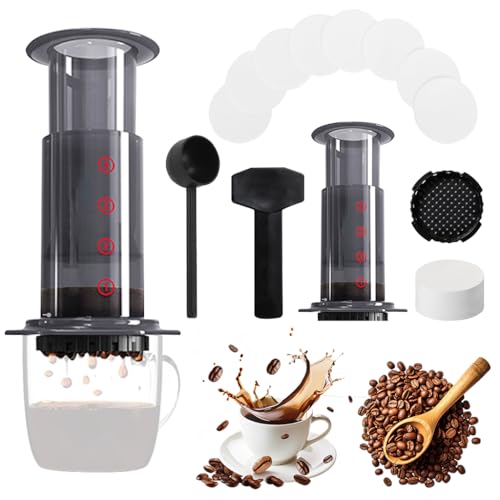 Supvox® Press Coffee Maker 4 Stage Brewing Easy Press Coffee Brewing Pot Heat Resistant Food Grade PP Manual Detachable Design Portable Maker for Travel,Camping,Grey
