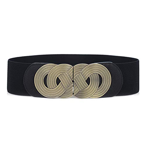 PALAY Women Stretchy Belt for Dress and Blouse featuring Interlocking Buckle 65 cm Black