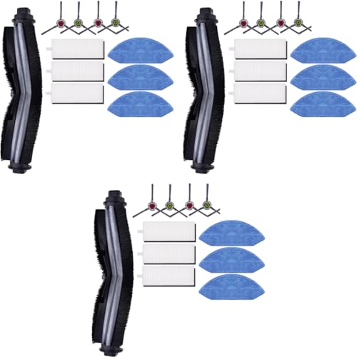 Verilux® Replacement Accessories for Ecovacs Deebot U2 PRO Robot Vacuum 2 Side Brushes 3 Filters 3 Rags 1 Main Brush 3 PCS