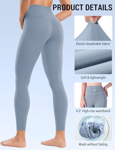 Venzina® Women's Legging Yoga Pants, Fashion Stretchy Taceless Sport Leggings, Tummy Control & Butt Lifting, 7/8 Length High-Waisted Leggings for Yoga, Workout, Running, Jogging, Gray-L