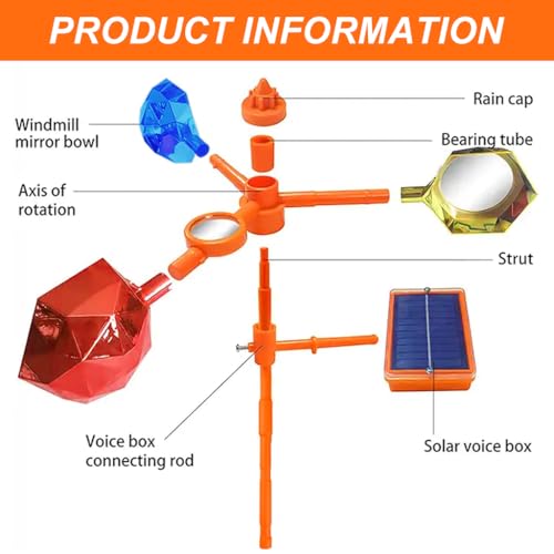 HASTHIP® Outdoor Solar Bird Repellent 360 Rotatable Deterrent Device with Horn High Decibel Multi Warning Sounds Detector Reflectors Pigeon for Balcony Garden House 3 PCS