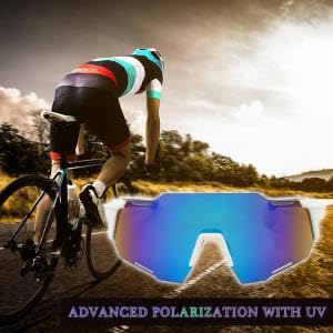 PALAY® Sports Sunglasses Biking Sunglasses UV Protection Riding Polarized Sunglasses with Case Motorcycle Windproof Sunglasses Unisex Sports Sunglasses for Biking, Marathon, Motorcycling