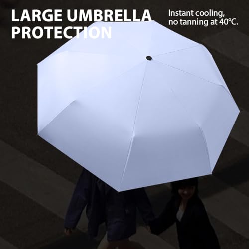 Venzina® UPF 50+ Sun Umbrella Pocket Black Coated Liner Fiberglass Ribs Design Fashion Folding Travel Lightweight with Rubberized Loop Handle Purple 3PCS