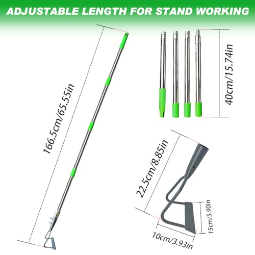 HASTHIP® Gardening Grass Puller Tool Garden Hoe 1.6M Manual Weed Remover with Long Handle Agriculture Weed Puller for Lawn Removing Loosening Soil 2 PCS