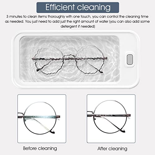 HASTHIP® Mini Jewelry Cleaning Machine, Portable USB Powered High-Frequency Vibration Glasses Cleaning Machine for Cleaning Jewelry, Eyeglasses, Watches, Shaver Heads, White (500ML)