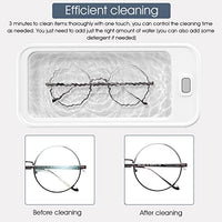 HASTHIP® Mini Jewelry Cleaning Machine, Portable USB Powered High-Frequency Vibration Glasses Cleaning Machine for Cleaning Jewelry, Eyeglasses, Watches, Shaver Heads, White (500ML)