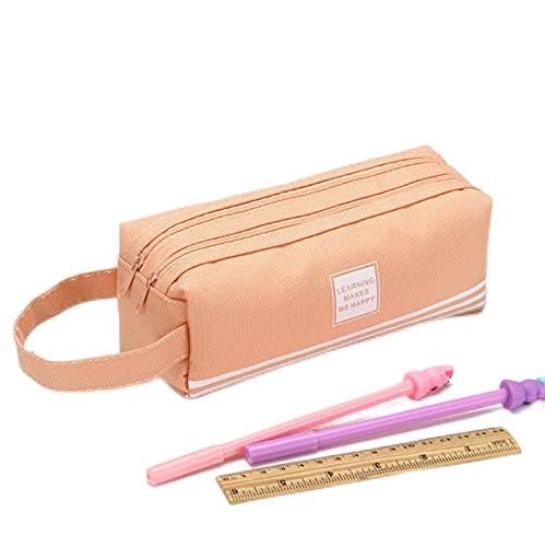 HASTHIP Large Pencil Case with Compartments Pencil Cases for Girls Teenage Big Capacity Pen Case Stationery Storage Cosmetic Make up Bag Pouch -Pink