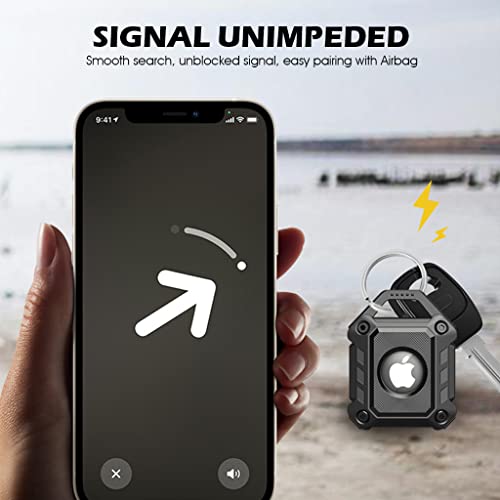 ZIBUYU® AirTag Case TPU Protective Holder Apple AirTags on Keychain Waterproof with Hole Black 3PCS