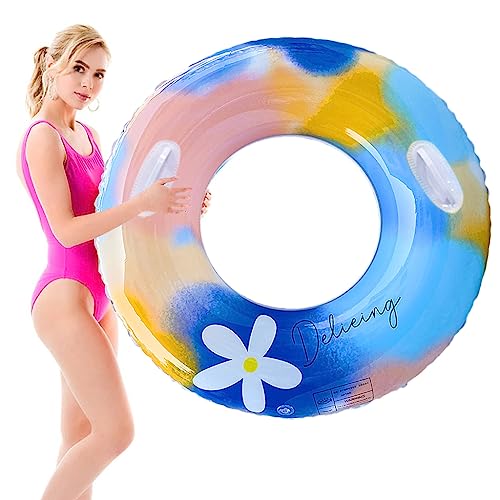 Optifit® Inflatable Swimming Ring 75cm Durable Thickened PVC Float with Handles for Adults, Leakproof Water Tube for Pools & Beaches Enjoyable Summer Party Outdoor Water Toy