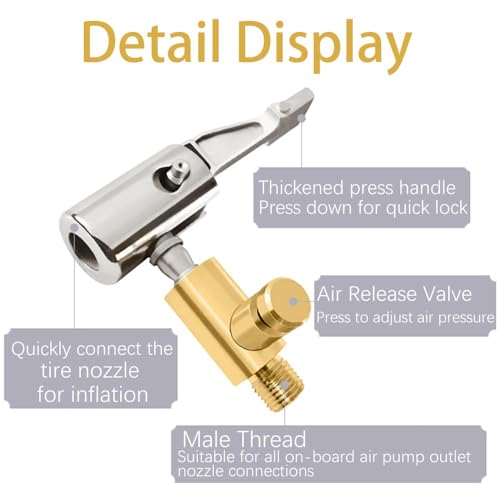 ZIBUYU® Universal Air Pump Nozzle for Inflator Lock On Chuck Tire with Release Valve Car Thread Adapter Portable No Leakage Replacement Hose 3 PCS