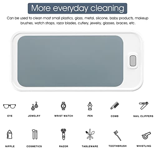 HASTHIP® Mini Jewelry Cleaning Machine, Portable USB Powered High-Frequency Vibration Glasses Cleaning Machine for Cleaning Jewelry, Eyeglasses, Watches, Shaver Heads, White (500ML)