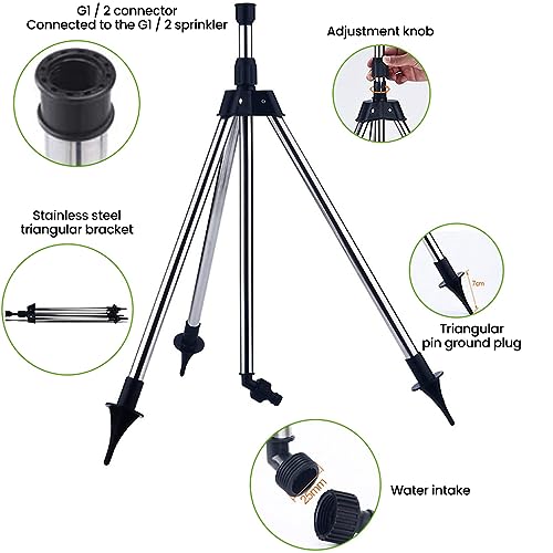 HASTHIP® Garden Sprinker with Tripod for Garden Agriculture Watering, 360° Rotating Irrigation Sprinkler for Plants Watering, Gardening Watering Systems, Coverage 10m in Diameter