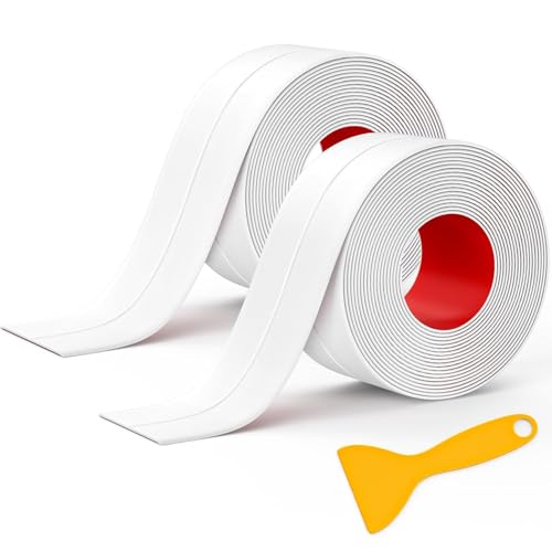 HASTHIP® Caulk Tape Waterproof Self Adhesive, 3 Rolls Toilet Caulk Sealing Strip for Kitchen, Bathroom, Countertop, Sink, Floor Wall Edge Protector(1.5