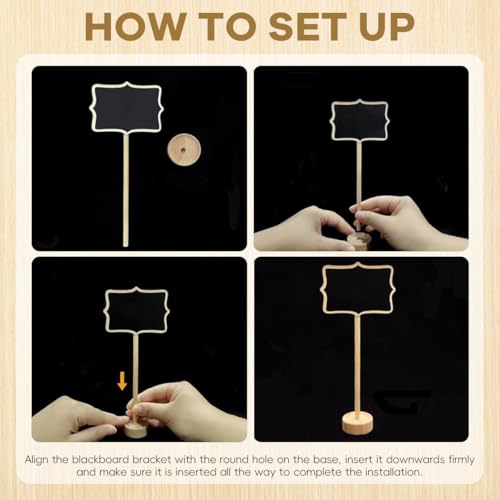 Climberty® 30PCS Mini Chalkboard Sign Stands Writable Message Labeling for Buffet Food Decorative Nameplates with Wooden Base Catering Wedding Party Festivals 3.3x2.4 inch