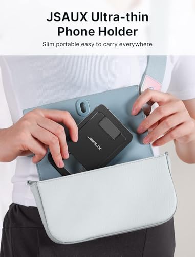 JSAUX® Universal Mobile Stand for Desk Foldable Aluminum Adjustable Phone Office Smart Gadgets Portable Travel Holder Compatible iPhone 16 15 14 Galaxy S25 S24 Black 2PCS