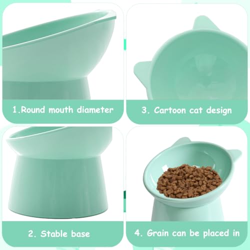 Qpets® Cat Feeding Bowl Elevated Feeding Bowl for Cat Round Cat Food Bowl Scientific 15-Degree Tilted Cat Food Bowl, Prevent Tipping Over Durable Plastic Cat Feeding Bowl (5.31inch Diameter)