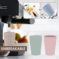 HASTHIP® 400ml Reusable Drinking Cup, 4Pcs Plastic Materials Cup for Adults, Dishwasher and Microwave Safe, Wheat-Straw Water Cups Mugs for Milk, Water, Juice, Soda, Etc