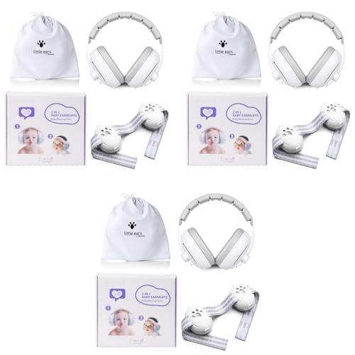 SNOWIE SOFT® Baby Ear Muffs 2 in 1 Noise Cancellation with Interchangeable Adjustable Padded Headband Design Travel for Toddler 1-4 Years Old 3 PCS