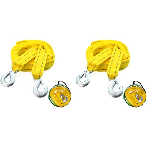 STHIRA® 13ft 5-Tons Car Towing Rope Heavy Duty with Quick Release Snap Hook Max 10000-Pound Capacity Strap Durable Polyester Belt for SUV Truck Trailer 2PCS
