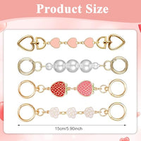 PALAY® 4Pcs Purse Chain Bag Strap Extender Gold Cute Heart Shape Pearls Flower Handbag Chain Strap Replacement Fashion Bag Extension Chain for Bags, Purse, Sling Bag (5.7-6.7 In)