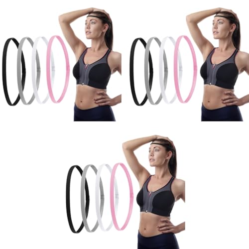 MAYCREATE® 12PCS Sports Hair Band for Men Elastic Gym Women Non-Slip Mens Head Bands Stretchy Thin Athletic Workout for Womens