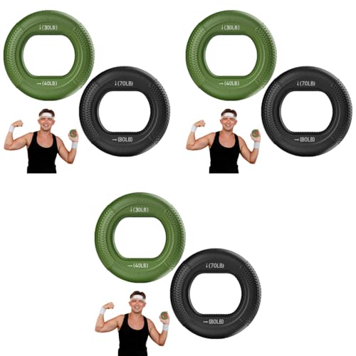 Proberos® 6PCS Ring Resistance Strength Trainer Silicone Hand Grip Strengthener Rings Exerciser Muscle Power Finger Gripper Gripping with 4 Resistance 30-80 LB