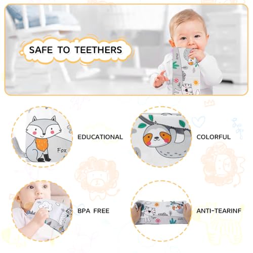 SNOWIE SOFT® Elephant Baby Books 0-6 Months Baby Toys 6-12 Months,Nontoxic Fabric Soft Cloth Books,Early Educational Activity Sensory Toy Waterproof Soft for Toddler Shower Gift 2
