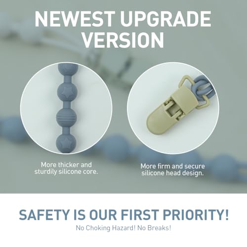 SNOWIE SOFT® 6PCS Silicone Pacifier Clip Chains with Safe Clips BPA-Free Baby Soother Link Straps for Boys Girls Prevents Dropping New Born Essentials