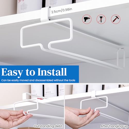 HASTHIP® 2 Pack Wine Glass Rack Cup Upside Down Hanging Holder Organizer Hangers for Overhead Cabinet Wall Mounted Stemware Holder for Bar 2 PCS