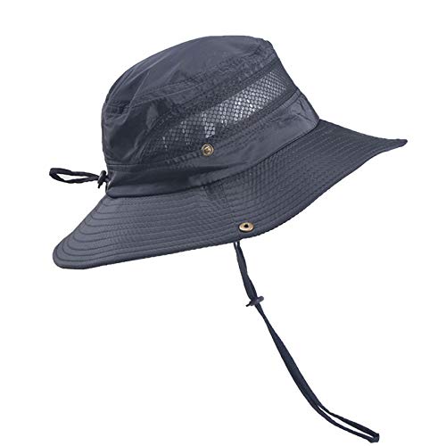 GUSTAVE Sun Hat for Men with Mesh Vent and Adjustable Drawstring 56–60 cm | Black Outdoor Cap