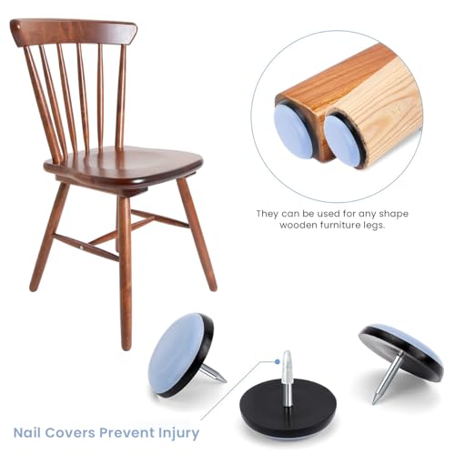 HASTHIP® 48PCS Furniture Pads 25mm Chair Leg Floor Protector Silicone Felt Leg Caps Covers for Hardwood Floors Wooden Table