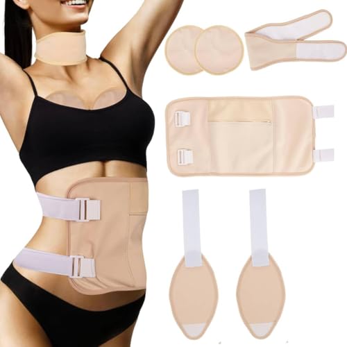 HANNEA® Castor Oil Pack Set for Knee, Castor Oil Pack Wrap with Adjustable Elastic Strap, Reusable Breathable Cotton Castor Oil Compress Pads for Liver Detox, Waist, Neck and Leg