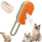 Qpets® Electric Pet Steam Hair Brush Bath-free Pet Hair Cleaning Brush Grooming Brush with Rotatable Handle USB Rechargeable 2 in 1 Steam Massage Brush Pet Hair Brush Remove Mat Shedding