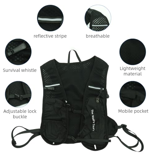 Proberos® 5L Hydration Backpack Vest with 3L Water Bladder Quick Dry Nylon Mesh Pack for Men Women Multi Pockets Ultra Lightweight Fashion Outdoor Gear Hiking Trail Running 2PCS