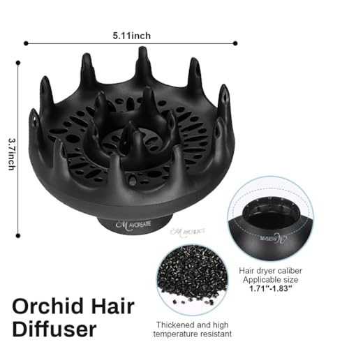 MAYCREATE® Orchid Hair Diffuser Attachment for Dryer, Universal Diffuser for Curly and Wavy Hair Softness and Control Blow-Out Hair Care for Women
