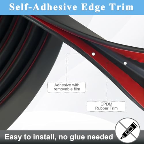 HASTHIP® 2X 16.4ft Rubber Edge Trim, Cuttable EPDM Protective Board Tape with Double-Sided Self-Adhesive, Fits 0.5-2mm Metal Panels, Smooth Finish for Car, Home, Office, DIY, Black Strip