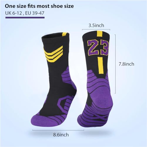 Proberos® 1 Pair Basketball Socks for Men Cotton Sports Sweat-Absorbing Breathable Badminton Soccer Running Comfortable Athletic Indoor Outdoor Training Football 2 PCS