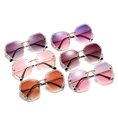 PALAY® Sunglasses for Women Stylish with Storage Case Cleaning Wipe Unique Cool Frameless Dragonfly Wing Shaped Sunglasses (Yellow and Pink)