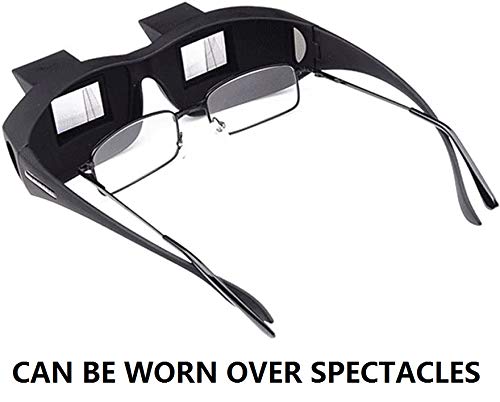 ELEPHANTBOAT Lazy Prism Glasses for Reading in Bed with 90° View | Black Plastic 160mm Frame