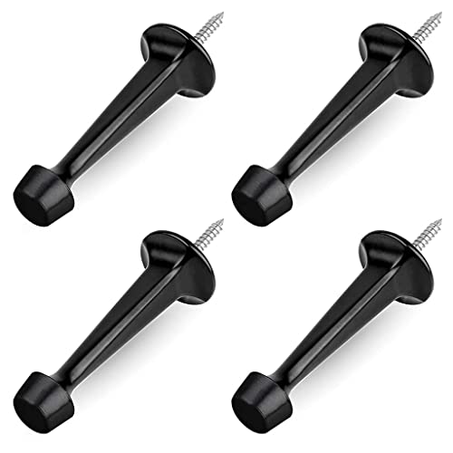 HASTHIP® 4pcs Heavy Duty Solid Rigid Door Stop w/Rubber Tip, Wall Mount Door Stoppers for Bottom of Door