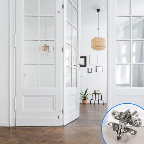 Serplex® 12PCS Zinc Alloy Door Hinges Furniture Cabinet Invisible Embedded for Wooden Closet